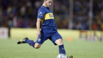 Fuenzalida jugando uno de sus pocos partidos del año con Boca Juniors.
