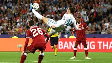 El gol de chilena de Bale al Liverpool en la final de la Champions de 2018 disputada en Kiev.