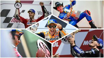 Cinco ganadores diferentes en nueve carreras (Dovizioso, Rins, M&aacute;rquez, Petrucci y Vi&ntilde;ales).