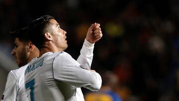 Soccer Football - Champions League - APOEL Nicosia vs Real Madrid - GSP Stadium, Nicosia, Cyprus - November 21, 2017 Real Madrid’s Cristiano Ronaldo celebrates scoring their fifth goal REUTERS/Alkis Konstantinidis
