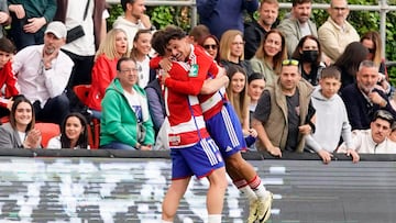 Rodelas celebra su gol al Atlético.