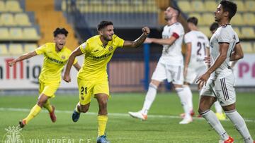 Momento del partido entre el Villarreal B y el Albacete.