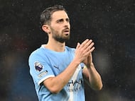 MANCHESTER (United Kingdom), 21/02/2026.- Bernardo Silva of Manchester City reacts after the English Premier League match between Manchester City and Newcastle United, in Manchester, Britain, 21 February 2026. (Reino Unido) EFE/EPA/PETER POWELL EDITORIAL USE ONLY. No use with unauthorized audio, video, data, fixture lists, club/league logos, 'live' services or NFTs. Online in-match use limited to 120 images, no video emulation. No use in betting, games or single club/league/player publications.