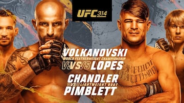 Cartelera completa del UFC 314: combates, orden y horarios más allá del Volkanovski vs Lopes