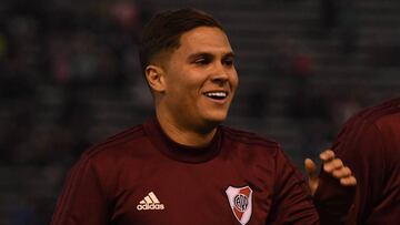 Juan Fernando Quintero durante un entrenamiento en River Plate.