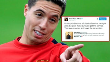 El tweet de Nasri que empez&oacute; toda la pol&eacute;mica sexual por el que el franc&eacute;s tuvo que asegurar que fue hackeado.