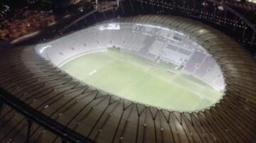 The Khalifa International Stadium is the biggest refrigerated enclosed area in the world. It is designed so that the temperature inside is 26 degrees, even though the outside temperature can rise over 50 degrees in the summer.