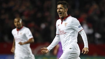 Jovetic celebra su gol en Liga.