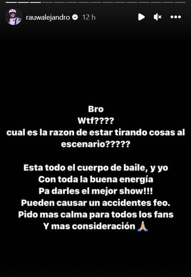 Rauw Alejandro denuncia que sus fans le tiran cosas al escenario