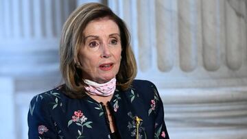 Speaker of the House Nancy Pelosi participates in a TV interview on Capitol Hill in Washington. September 29, 2020.