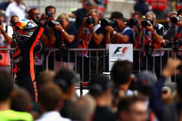 Daniel Ricciardo celebrando su tercera plaza en el Gran Premio de Bélgica. 