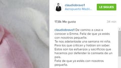Claudio Bravo presenta a su hija
y se descarga en Instagram