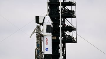 A SpaceX Falcon 9 rocket and Dragon spacecraft stands at Launch Complex 40 as preparations continue for the launch of NASA’s Crew-12 mission to the International Space Station at the Cape Canaveral Space Force Station in Cape Canaveral, Florida, U.S., February 12, 2026. REUTERS/Steve Nesius