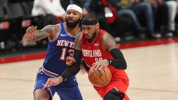 Carmelo Anthony, durante el partido de la NBA que ha enfrentado a los Portland Trail Blazers y a los New York Knicks