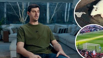 Courtois ‘responde’ a la afición del Atleti por la lluvia de ratas que recibió en el Metropolitano