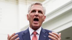 U.S. House Speaker Kevin McCarthy (R-CA) speaks to reporters outside the West Wing following debt limit talks with U.S. President Joe Biden and Congressional leaders at the White House in Washington, U.S., May 16, 2023. REUTERS/Kevin Lamarque