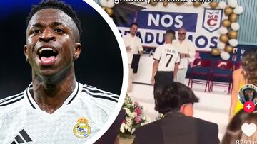 Un chico se grad¨²a con la camiseta de Vinicius y la contestaci¨®n del brasile?o se ha hecho viral
