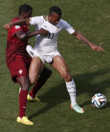 El ghanés Jordan Ayew en un partido ante Portugal durante el Mundial de Brasil 2014.