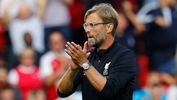 J&uuml;rgen Klopp, animando al Liverpool en su partido ante el Arsenal.