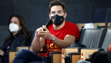 El karateka Dami&aacute;n Quintero, durante el acto de presentaci&oacute;n de los nuevos deportidas becados de la UCAM.