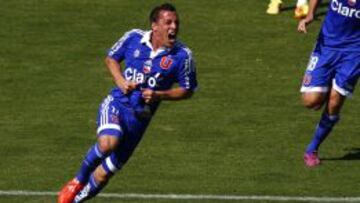 Ubilla celebra el gol de la apertura de la cuenta para los azules en el Nacional.