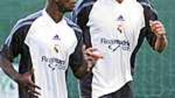Zidane y Makelele en la primera sesión de entrenamientos del Real Madrid.