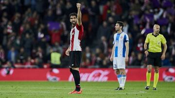 Raúl García celebra su gol al Espanyol.