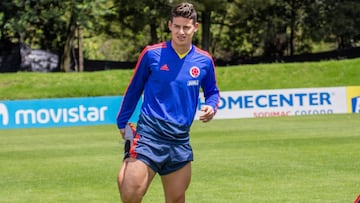James Rodríguez durante un entrenamiento con la Selección Colombia.