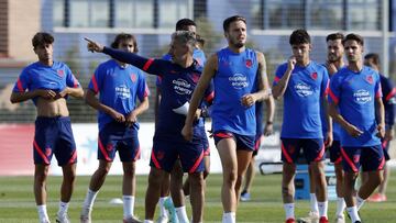 Sa&uacute;l, en un entrenamiento del Atl&eacute;tico