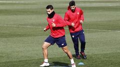 El delantero franc&eacute;s del Sevilla, Wissam Ben Yedder, durante un entrenamiento.