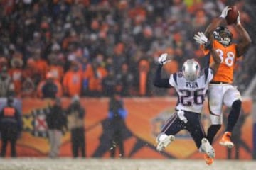 La final de conferencia entre Broncos y Patriots estuvo marcada por las acciones de Owen Daniels, quien anotó dos TDs. Demaryius vio como el ataque de Broncos intentaba mantener la posesión a través de carreras., por lo que su participación fue secundaria. 2 recepciones para 12 yardas fue su aportación a la victoria.