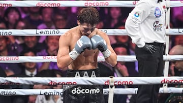 Japan's Naoya Inoue celebrates his victory over Ireland's TJ Doheny at the end of their IBF-WBA-WBC-WBO super-bantamweight title boxing match at Ariake Arena in Tokyo on September 3, 2024. (Photo by Yuichi YAMAZAKI / AFP)