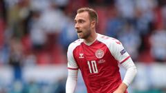 FILE PHOTO: Soccer Football - Euro 2020 - Group B - Denmark v Finland - Parken Stadium, Copenhagen, Denmark - June 12, 2021 Denmark&#039;s Christian Eriksen during the match Pool via REUTERS/Hannah Mckay/File Photo