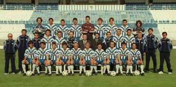 Plantilla del Málaga 1997-98. En el centro Rafa.