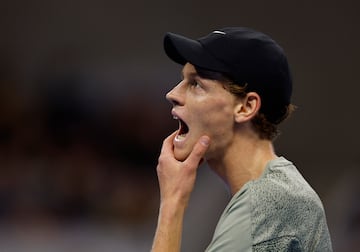 El tenista español ha ganado, con remontada incluida, al italiano Jannik Sinner por 7-6, 4-6 y 7-6. En la foto, Jannik Sinner durante el partido. 