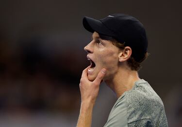 El tenista español ha ganado, con remontada incluida, al italiano Jannik Sinner por 7-6, 4-6 y 7-6. En la foto, Jannik Sinner durante el partido. 