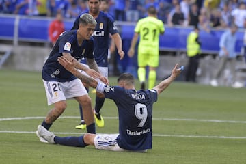 Borja Bastón, festeja la penalización de la falta dentro del área que dio lugar al 1-0. 