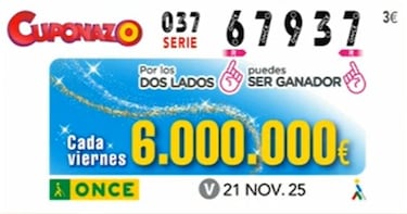 Cuponazo de la ONCE: comprobar los resultados del sorteo hoy, viernes 21 de noviembre