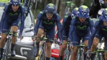El equipo Movistar durante la crono por equipos.