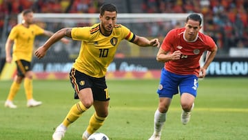 Eden Hazard durante un amistoso de Bélgica ante Costa Rica