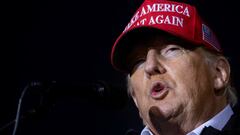 Former US President Donald Trump speaks during a rally to boost Pennsylvania Republican US Senate candidate Dr. Mehmet Oz, ahead of the May 17 primary election at the Westmoreland Fairgrounds in Greensburg, Pennsylvania, May 6, 2022.