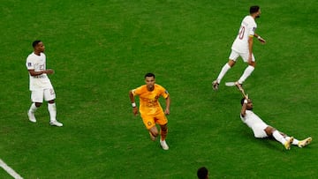 Soccer Football - FIFA World Cup Qatar 2022 - Group A - Netherlands v Qatar - Al Bayt Stadium, Al Khor, Qatar - November 29, 2022 Netherlands' Cody Gakpo celebrates scoring their first goal REUTERS/Albert Gea