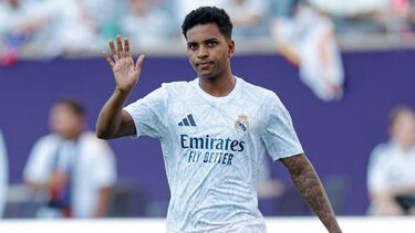 Rodrygo, en los prolegómenos del amistoso contra el Milan disputado en Chicago durante la gira del Real Madrid por Estados Unidos.
