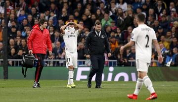 Lucas Vázquez se lesionó en el minuto 27.