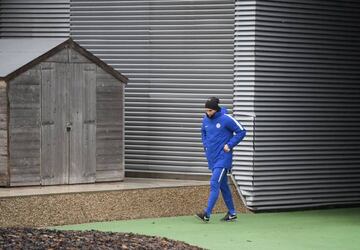 Antonio Conte pictured ahead of today's training session in Cobham.
