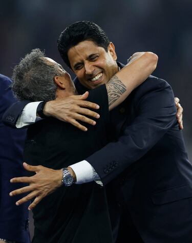 El entrenador español Luis Enrique celebra la victoria de la final de la UEFA Champions League