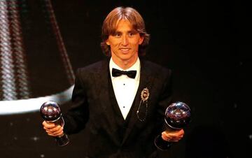 FILE PHOTO: Soccer Football - The Best FIFA Football Awards - Royal Festival Hall, London, Britain - September 24, 2018 Luka Modric poses with his awards Action Images via Reuters/John Sibley/File Photo