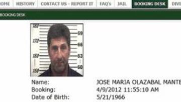 Ficha de Olazábal en la oficina del Sheriff de Effingham.