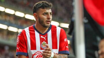  Alexis Vega of Guadalajara during the game Guadalajara vs Atlas, corresponding to second leg match of Quarterfinals of the Torneo Clausura 2023 of the Liga BBVA MX, at Akron Stadium, on May 14, 2023.

<br><br>

Alexis Vega de Guadalajara durante el partido Guadalajara vs Atlas, Correspondiente al partido de Vuelta de Cuartos de Final del Torneo Clausura 2023 de la Liga BBVA MX,en el Estadio Akron, el 14 de Mayo de 2023.