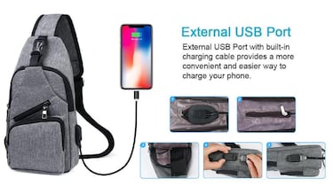 Los amantes de la montaña y las acampadas se han enamorado de la bolsa bandolera de Amazon impermeable y con puerto USB